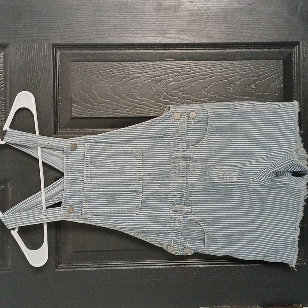 girls stripped overalls. adjustable straps